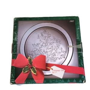 Indian Glass Christmas Tree Pattern Serving Platter